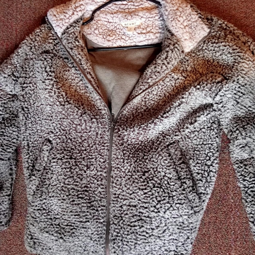 Brown-ish Gray Sherpa Jacket Sweater